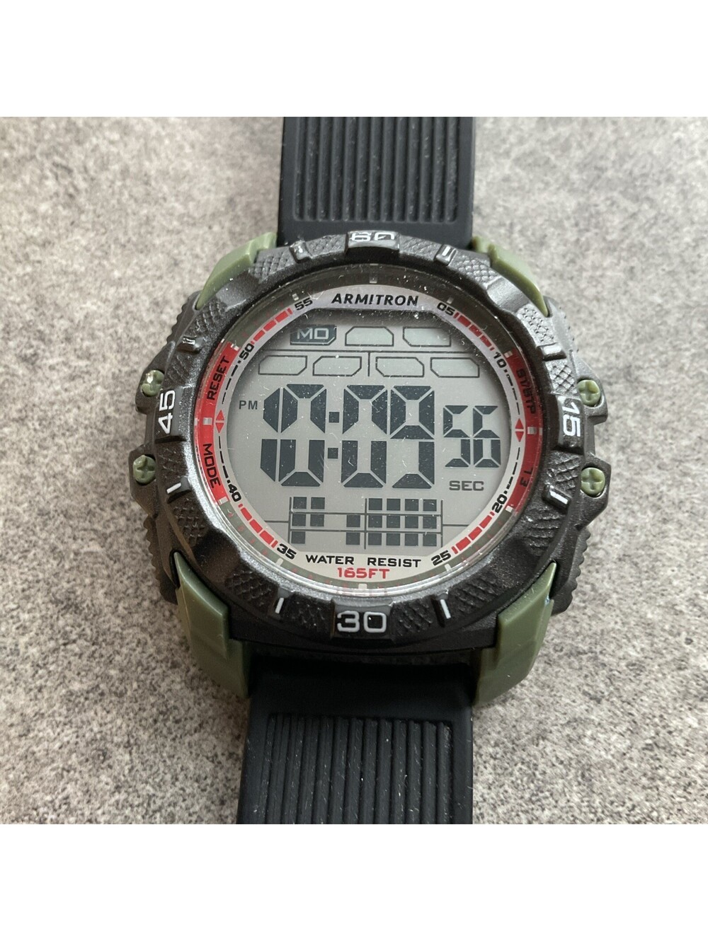 Armitron Pro Sport Digital Mens Watch 43mm Army Green Case Chronograph/Alarm A14